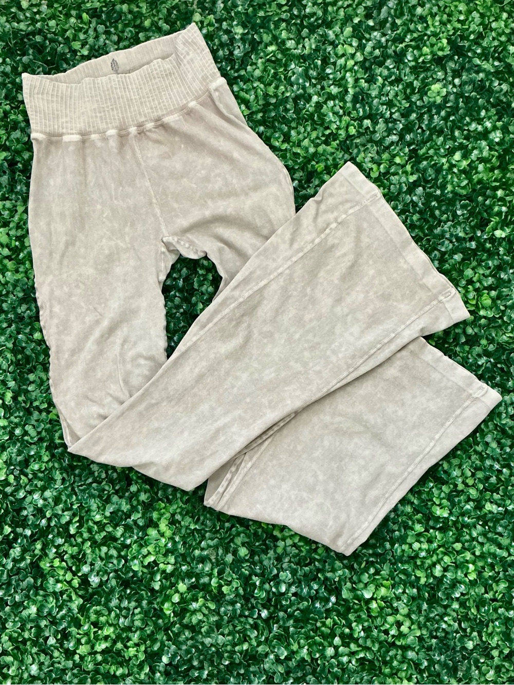 Free People Ribbed Waistband Leggings in Light Taupe